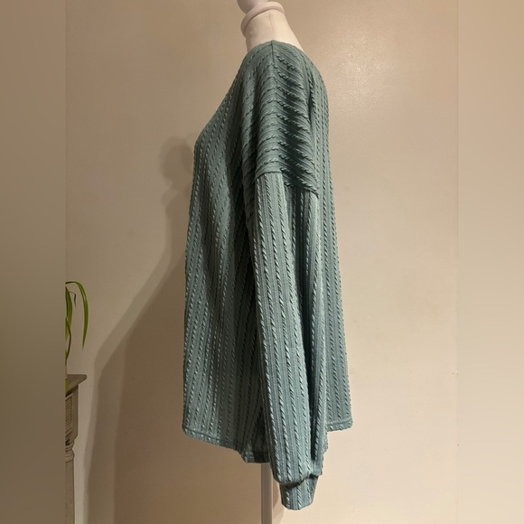 Ekouaer XXL Mint Green Textured Knit Tunic, Oversized Boho Chic Pullover Top - Picture 5 of 7